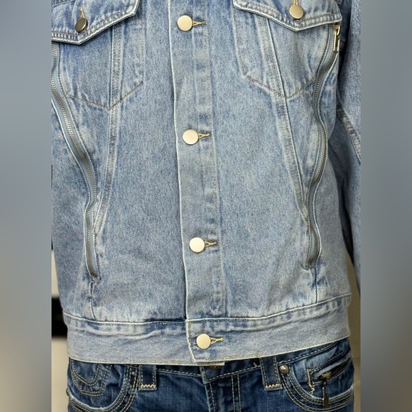 American Bazi 100%Cotton Blue Denim Jacket Size Small - Picture 8 of 13